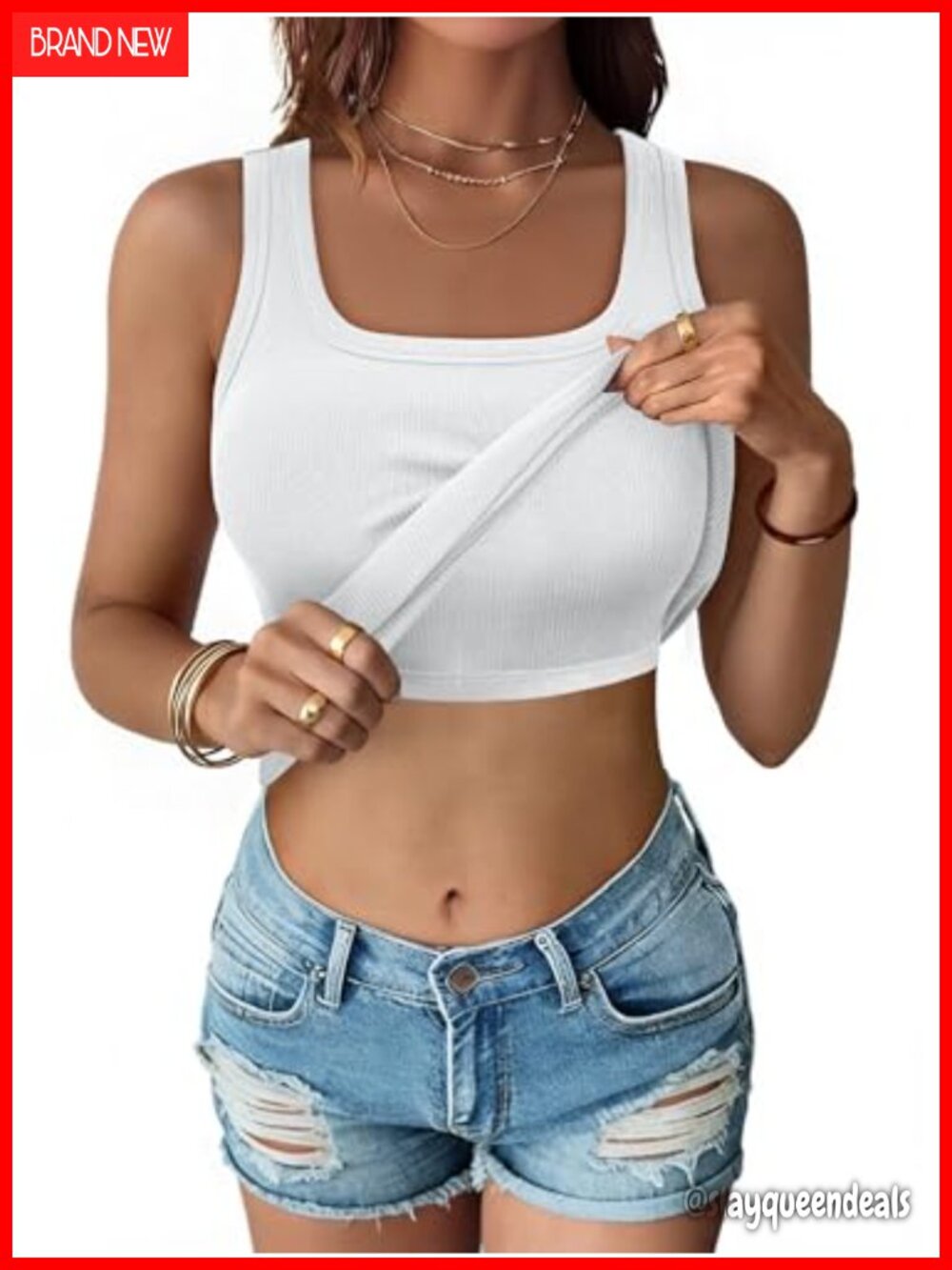 ANRABESS Tank Top with Built in Bra Slim Fit Scoop Neck Sleeveless